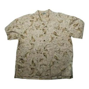 Vintage Short Sleeve Button Up Camp Shirt Mens XL Hawaiian Sailfish Dad USA